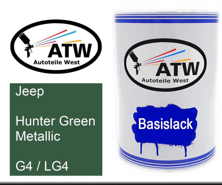 Jeep, Hunter Green Metallic, G4 / LG4: 500ml Lackdose, von ATW Autoteile West.